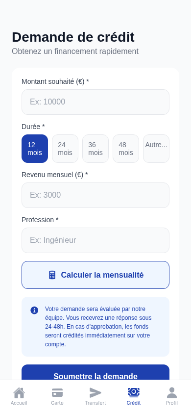 Demande de crédit